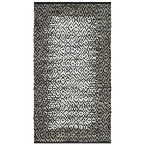 Flowers First 3 x 5 ft. Vintage Leather Hand Woven Area Rug, Light Grey & Grey - Small Rectangle FL1868211 - main
